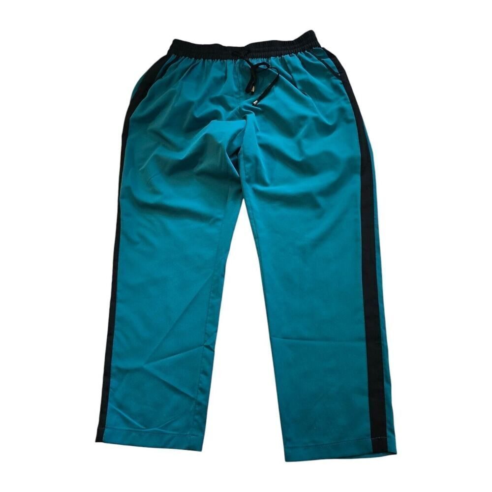 Naked Zebra Teal Black Side Striped Trouser SZ L